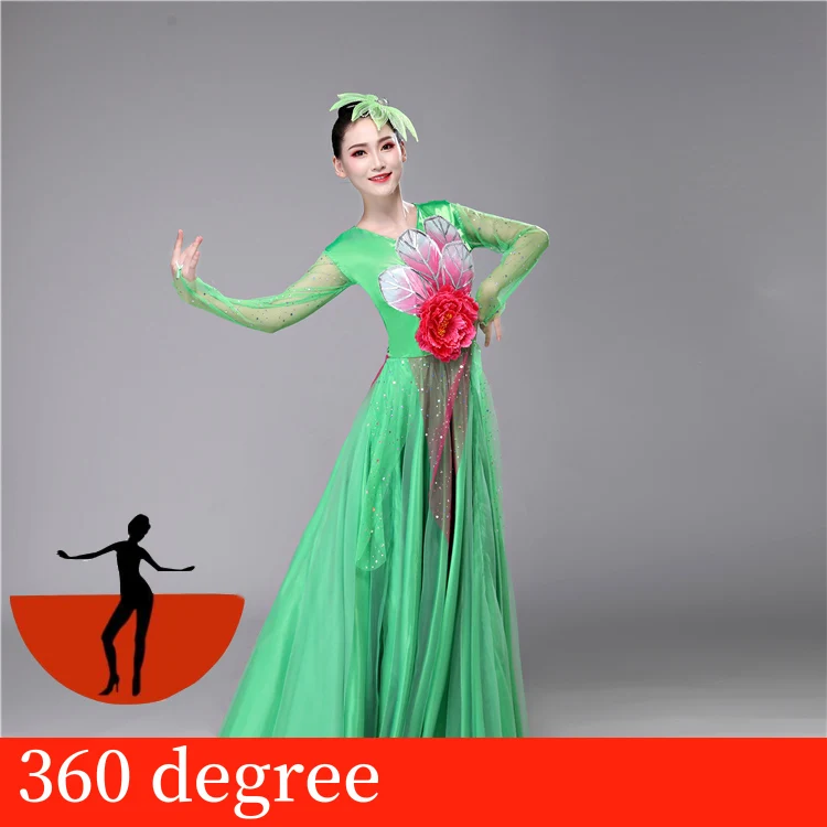 Женское испанское Фламенко юбка Фламенго испанское Платье женское цыганское атласное шелковое платье для выступлений танцевальная одежда плюс размер SL1455 - Цвет: green 360