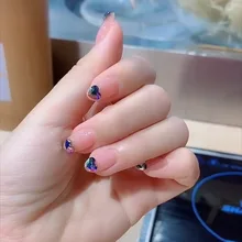 Douyin Маникюр носимая разборка длинный голый розовый сердце девушки поддельные ногти патч готовая Алмазная сетка красный кончик ногтя