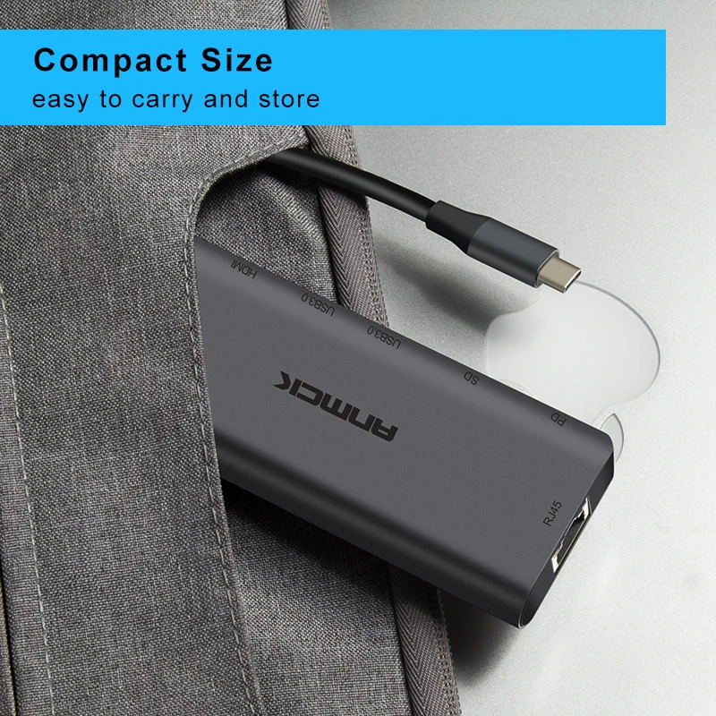 Anmck USB C HUB USB to Multi HDMI USB 3.0 RJ45 Carder Reader OTG Adapter USB Splitter for MacBook Pro Air USB Dock Type C HUB