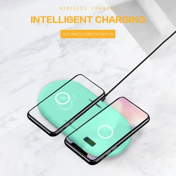 

For Samsung Galaxy S10e S9 Dual 10W Qi Wireless Charger Desktop Fast Charging Pad Mat For iPhone 11 Pro Max Wireless Charger