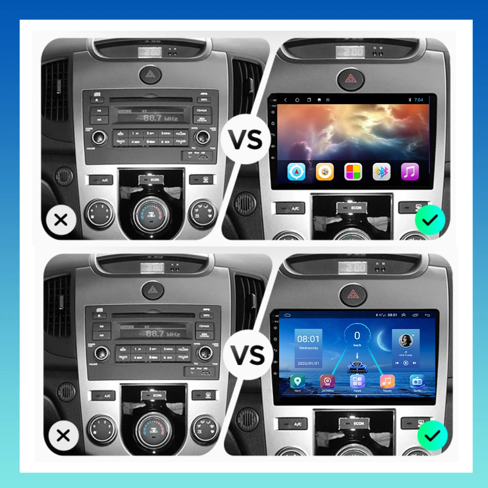 For 9'' Kia Cerato 2 2008-2013 Car Radio Multimedia Video Player NO  DVD 2 din Android 9.0 GPS Navigation Carplay 360 Camera BT