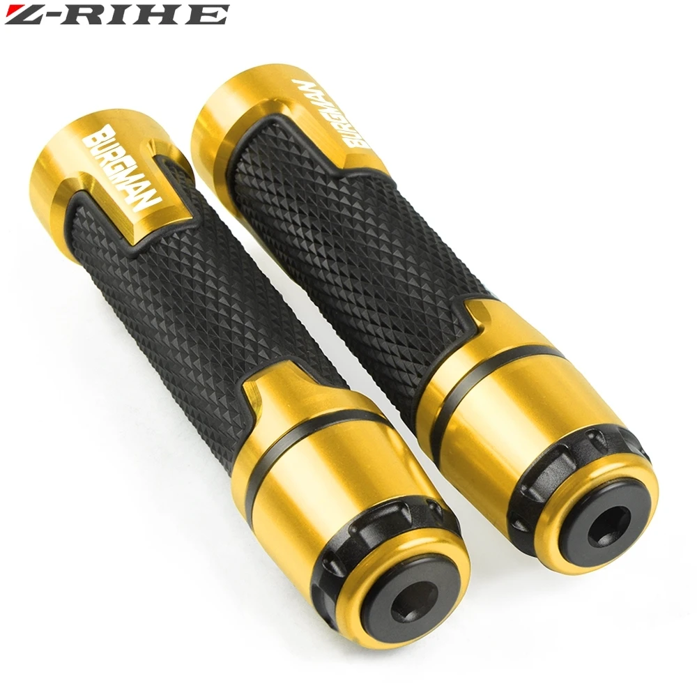 Для suzuki burgman 650 400 125 200 AN650 AN400 AN125 AN200 мотоциклетные штыри 7/" 22 мм CNC алюминиевый резиновый гелевый ручка - Цвет: Gold