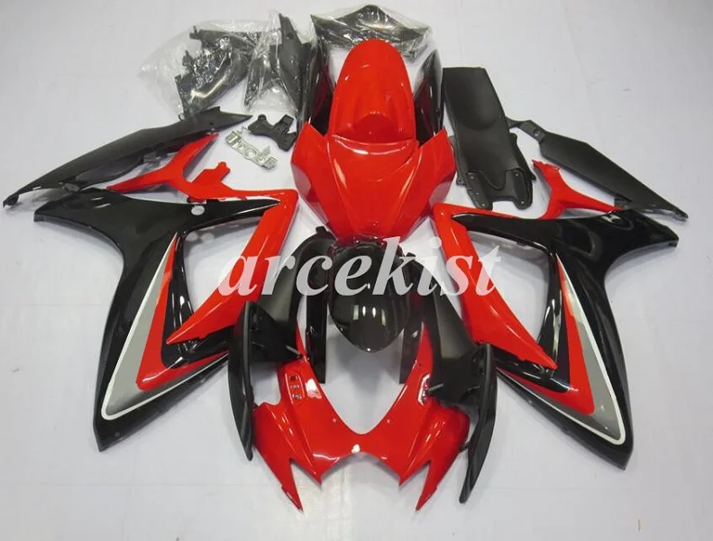 ABS пластик полный обтекатель комплект кузов подходит для suzuki GSX-R 600 750 2006 2007 06 07 GSXR600 GSXR750 красный черный