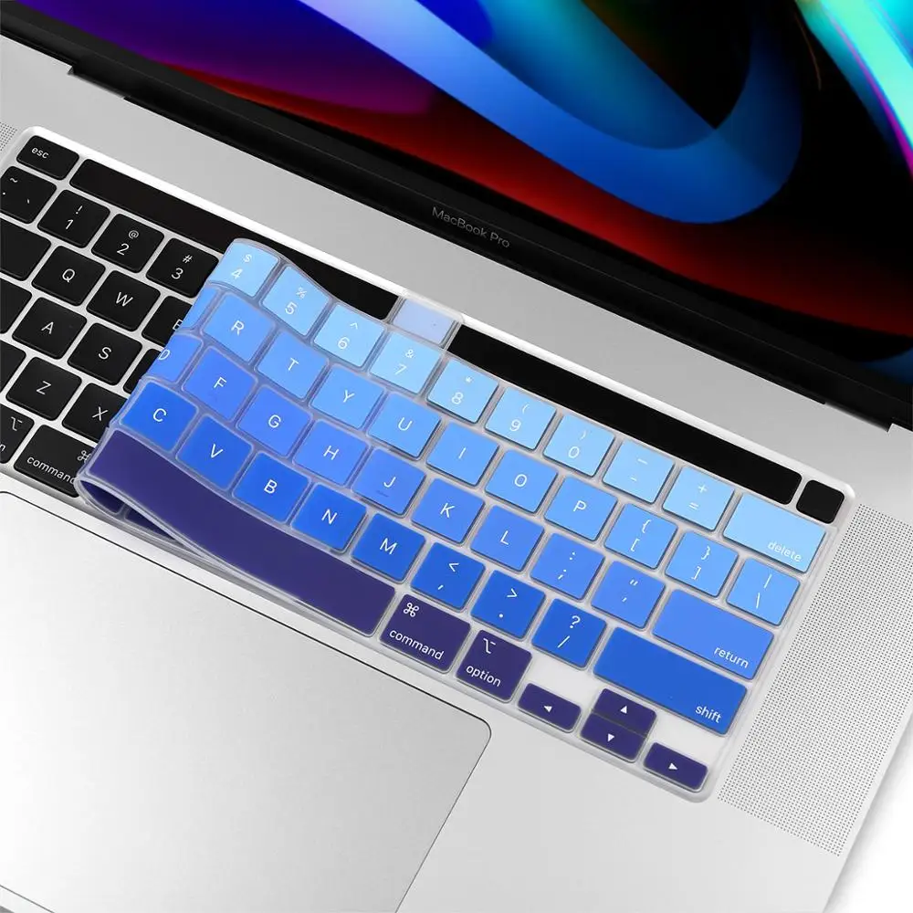 Чехол для клавиатуры для нового Macbook Pro 16 модель A2141 США введите Английский алфавит силиконовый защитный чехол для клавиатуры - Цвет: Gradient Blue