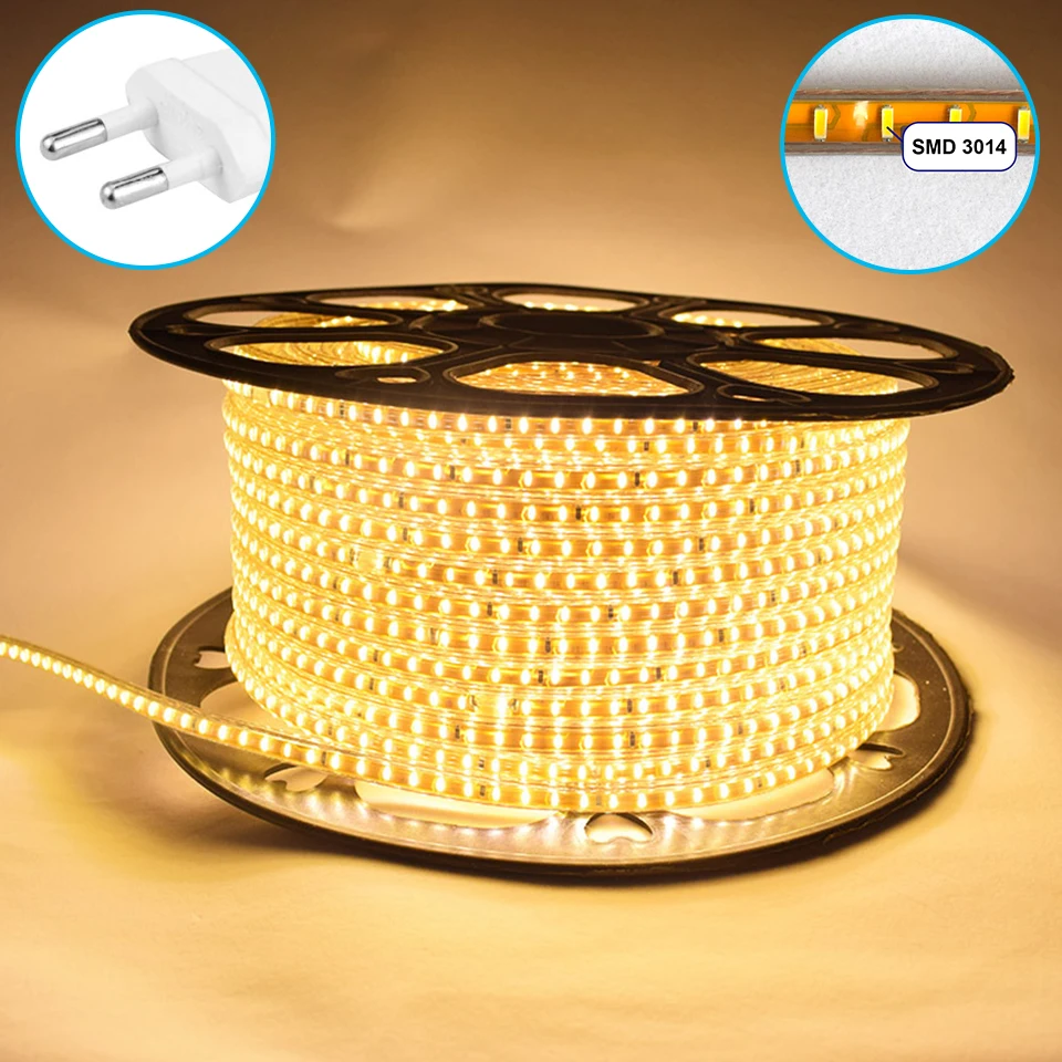 Суперъяркая Светодиодная лента 1 25 м SMD 3014 220 В 120 светодиодов/м IP67