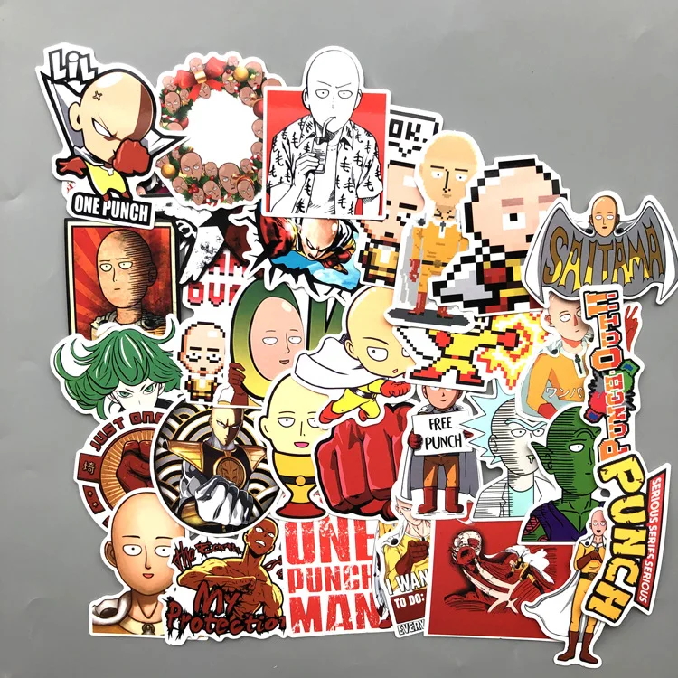 Короткая футболка с героями из японского аниме ONE PUNCH MAN/StickersFor ноутбук мотоцикл