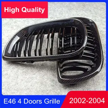 

2 PCS New Style Dual Line Front Kidney Grill Grille For B M W 3 Series E46 4 Doors 2002-2004 ABS Car Replacement Front Bumper