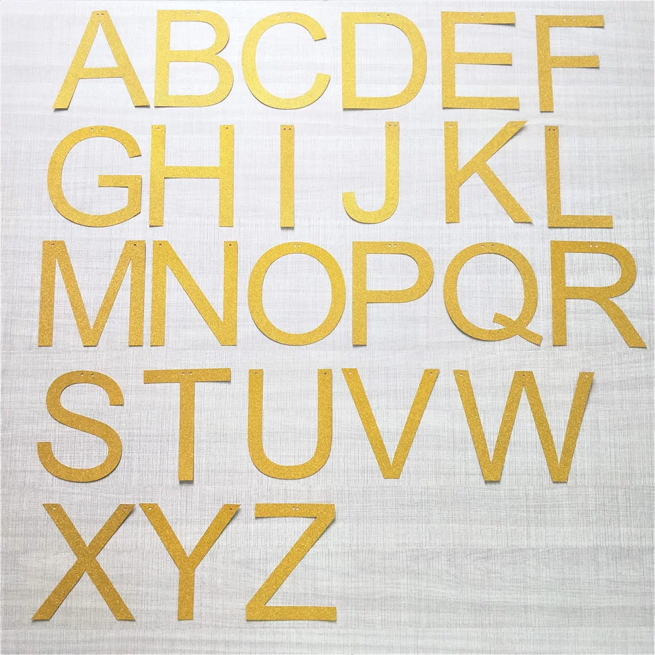 

Personalized Alphabet Gold Glitter Letter Paper Banner DIY Hanging Flag Garland Decorations Birthday Nursery Wedding Party Decor