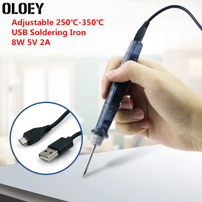 8W 5V 2A Electric Powered Soldering Iron Pen/Tip Mini USB-Portable S7Q6