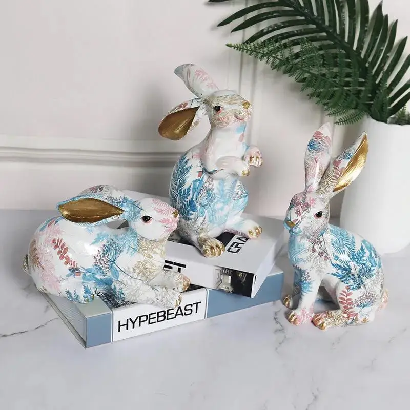 

Room decoration furnishings rabbit resin Figurine Ornament birthday gift photo props idyllic home party decoration animal statue