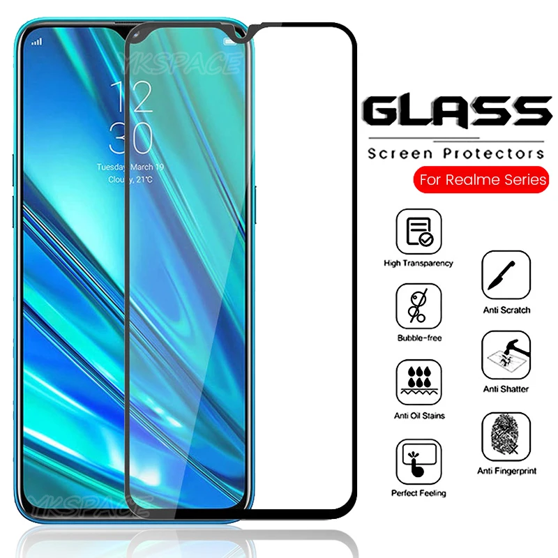 9H HD прозрачное закаленное стекло для OPPO Realme 3 5 5S X2 Pro X50 X Lite XT Q C11 C12 C15 полное