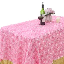 3D Розовая Юбка для стола с вышивкой в виде Розы, чехол для стола для свадьбы, дня рождения, праздничная ткань, Рождественский Цветочный декор, украшение для детского душа