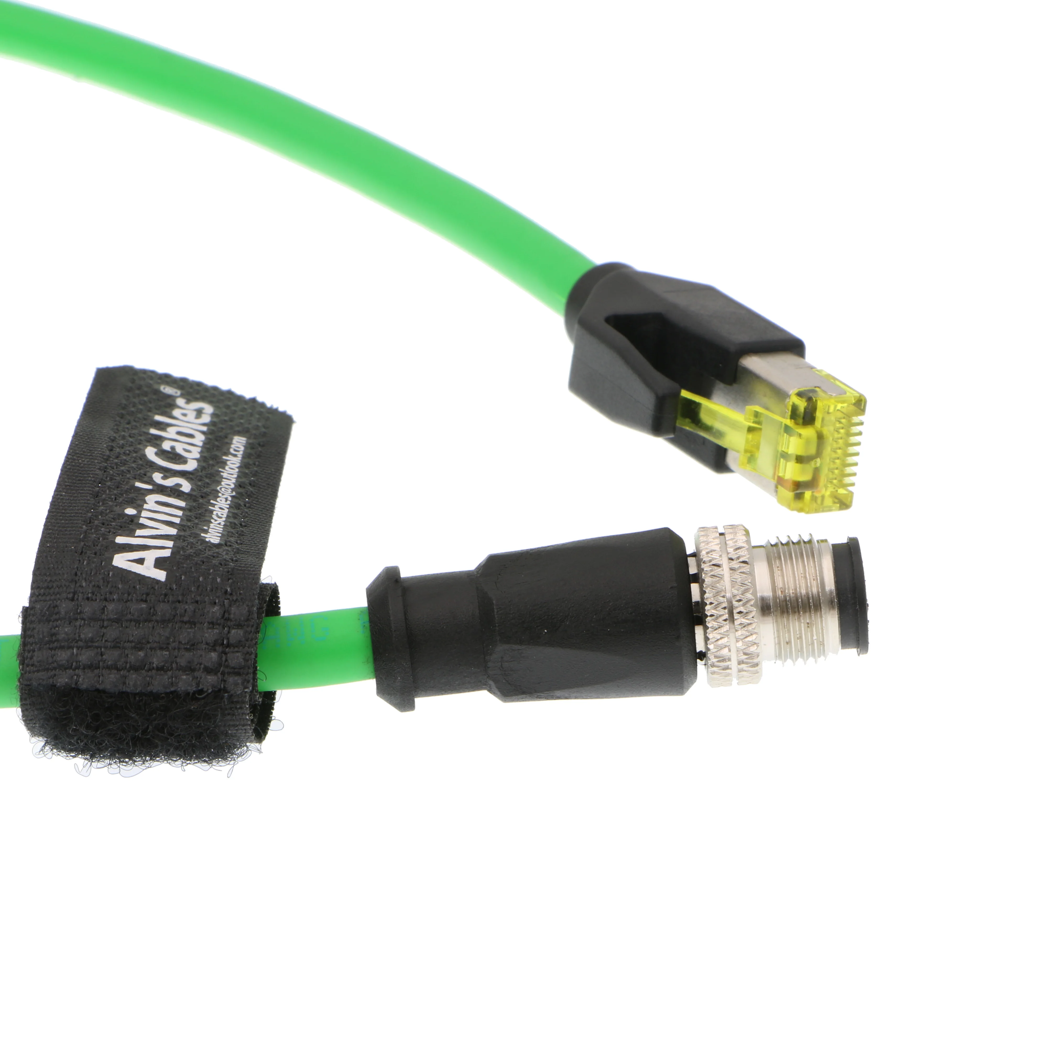 Alvins Cables M12 4 Pin to RJ45 Industrial Ethernet Cable 4 Position D Coded Network Cord CAT5 Shielded Cable 1M 