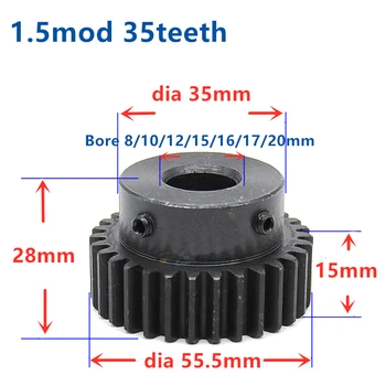 

Quench Spur Gear pinion 1.5M 35T 35Teeth Mod 1.5 Width 15mm Bore 8mm 20mm Right Teeth major gear cnc gear rack transmission RC