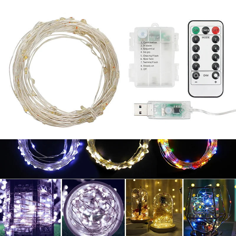 

Christmas Led String Lights 5M 10M Remote Control Led Outdoor Light USB Battery Powered Decoration Room Festive Fairy Lights