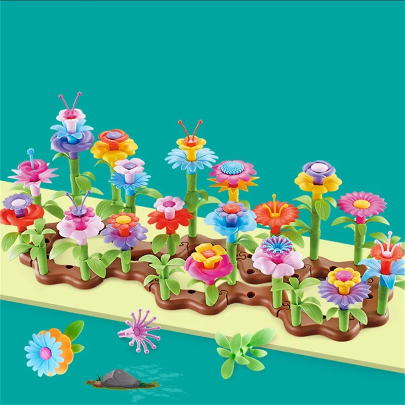 DIY Dream Garden Series Girls Flower Interconnecting Blocks Toys Educational Assembly Blocks Christmas birthday gifts
