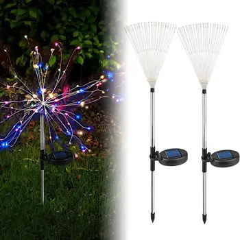 

2Pcs 105LEDs Solar Powered Starburst Strings Outdoor Garden Decorative Light Fiber Lawn
