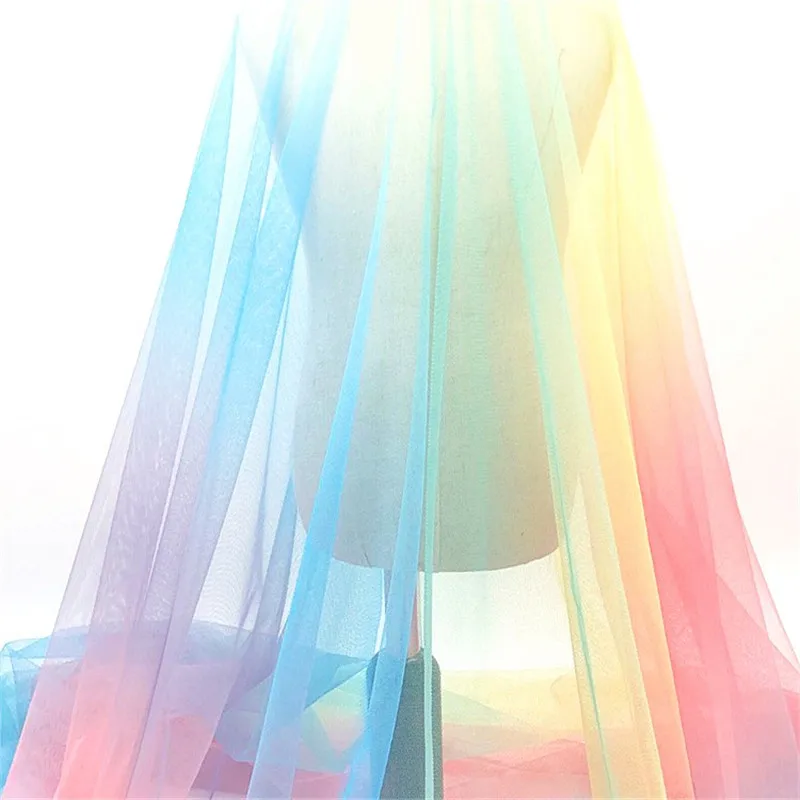 Tissu tulle imprimé coloré 1m, jupe tutu arc-en-ciel, pour fête préChristophe, robe de princesse d'été, couture, décoration de fête de mariage, fournitures