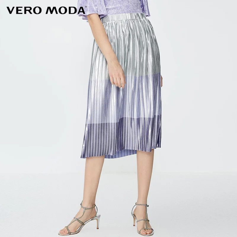 Плиссированная юбка разных цветов из глянцевой ткани Vero Moda | 31921G501 Женская одежда