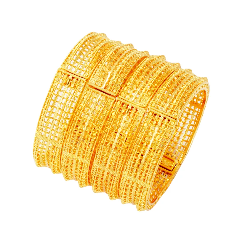 4pcs/lot wedding jewelry Dubai bangles for women Ethiopian Gold Color bangles&ampbracelets Middle East African Jewelry gifts | Украшения и