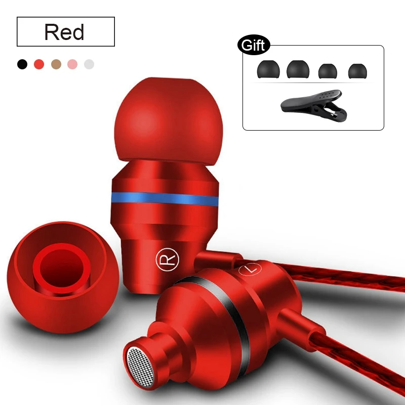 Hisomone наушники-вкладыши проводные наушники 3,5 мм с микрофоном стерео гарнитура для мобильного телефона Xiaomi samsung fone de ouvido - Цвет: Red