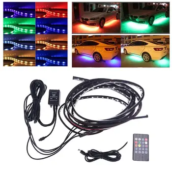 

RGB LED Strip Under Car Tube Underbody Underglow Glow System Neon Light Remote 28GC