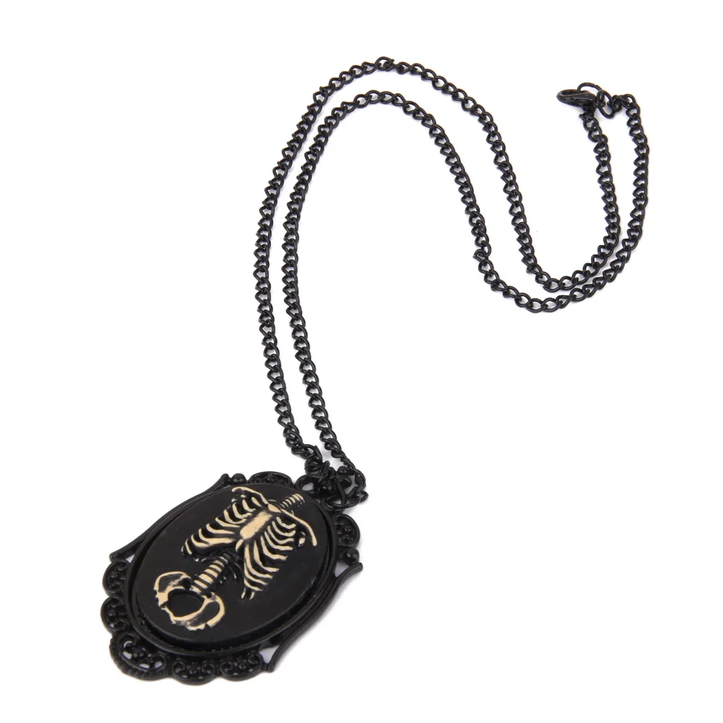 Unisex Steampunk Vintage Alloy Rib Cage Pendant Chain Necklace Jewelry