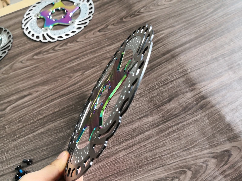 새로운 산악 자전거 다채로운 진공 전기 도금 열 디스크 플로팅 디스크 140-160-180-203mm 디스크 브레이크 자전거 로터