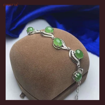 

CYNSFJA New Real Certified Natural Hetian Jasper 925 Sterling Silver Gemstone Amulet Green Jade Bracelets High Quality Best Gift