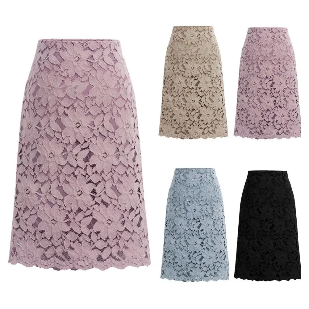 

Women Skirt Summer Plus Size Lace Elegant Office Skirts Womens Pencil Bandage Skirt For Women Skirts Knee-length High Waist 2021