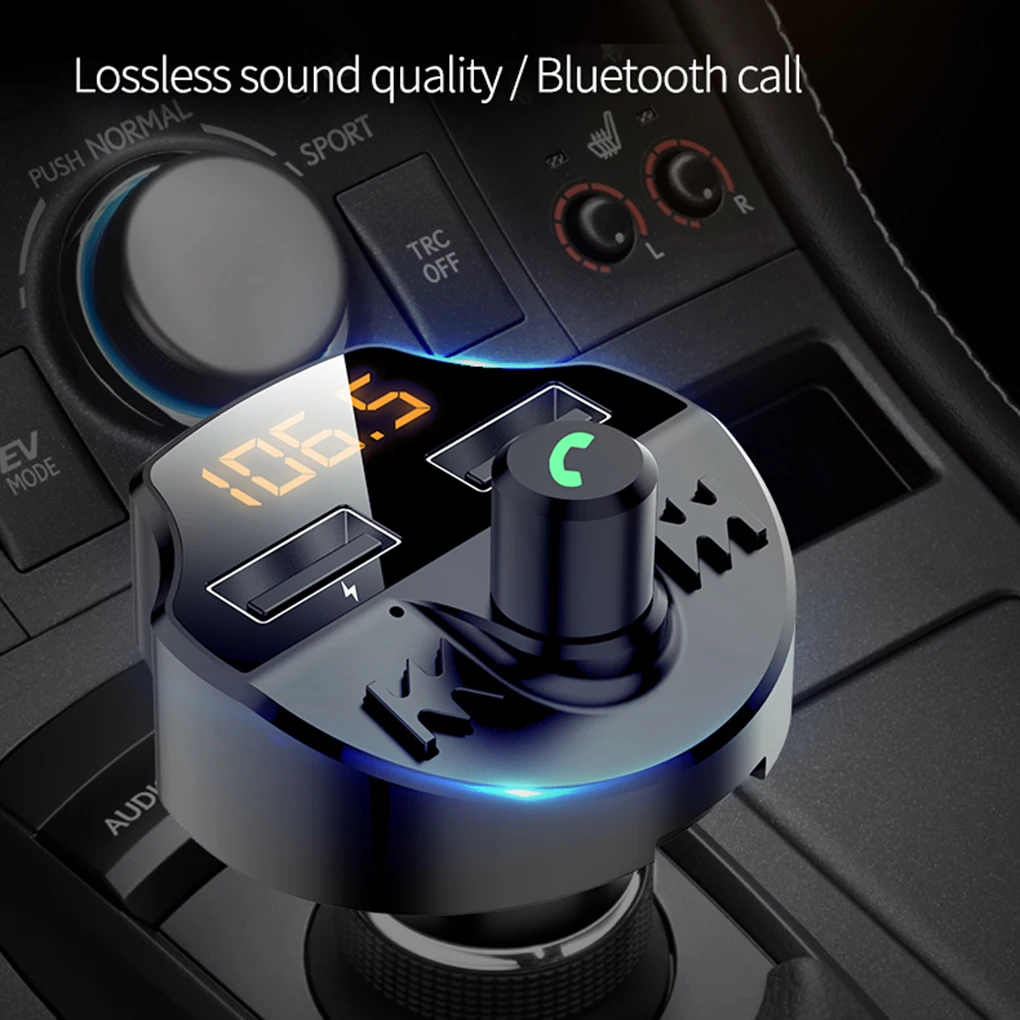 Bluetooth 5,0 Автомобильный MP3-плеер адаптер батарея Снижение напряжения шума TF карта Hands-free Dual USB зарядное устройство