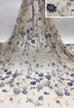 

embroiderd lace fabric David-59.2807 with sequins beautiful Nigerian sequins lace fabric for party dress