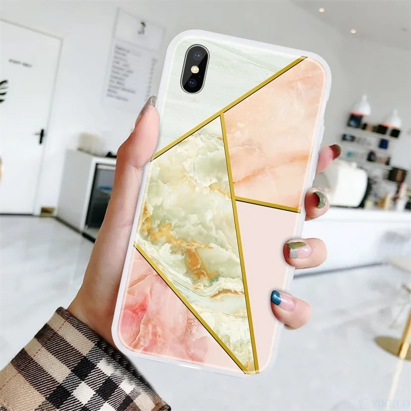 Чехол для телефона для samsung Galaxy S8 S9 S10 Note10 S10E J3 J5 J7 J4 J6 J8 плюс арт в виде геометрических фигур Мрамор мягкая термополиуретановая накладка на заднюю панель