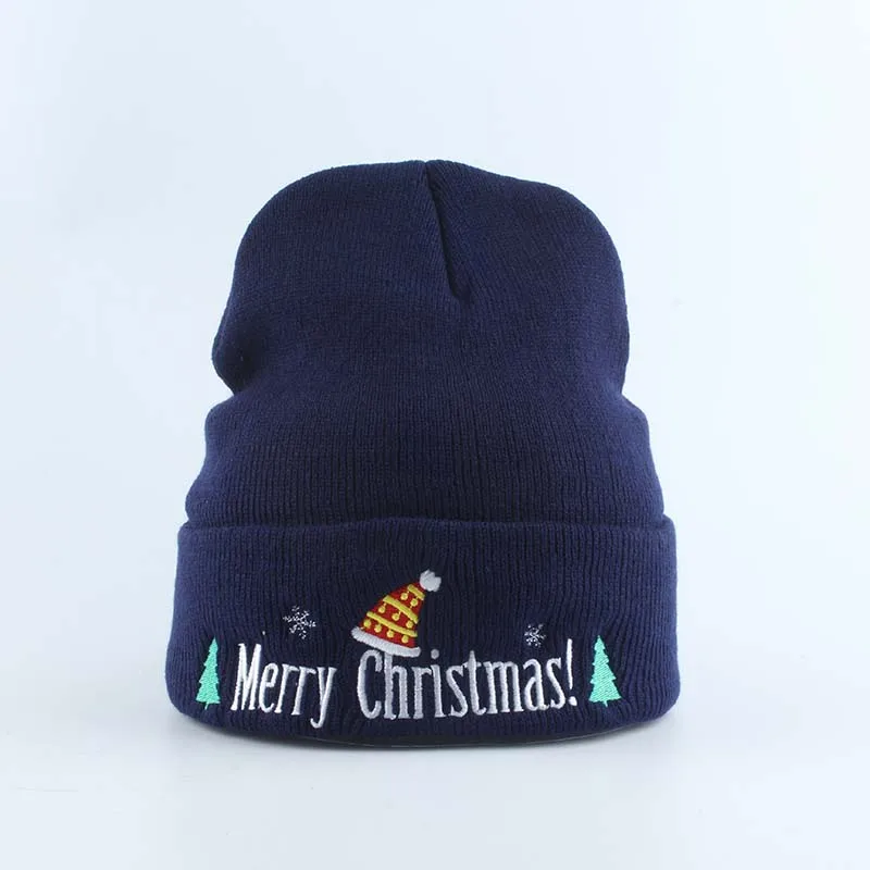 Merry Christmas вышивка зимние шапки для мужчин и женщин теплые вязаные шапочки шапка для рождественской вечеринки украшения год