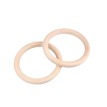 

2Pcs/Pairs Wood Wooden Ring Portable Gymnastics Rings Gym Shoulder Strength Home Fitness Training Equipment