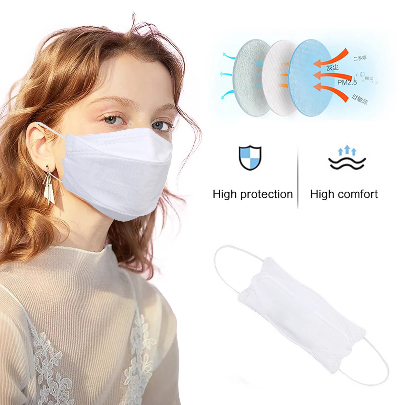 

1PCS Adult Outdoor Mask Droplet And Haze Prevention Fish An-ti Pollution Pm2.5 Filters Masks Washable Non Woven Face Mask