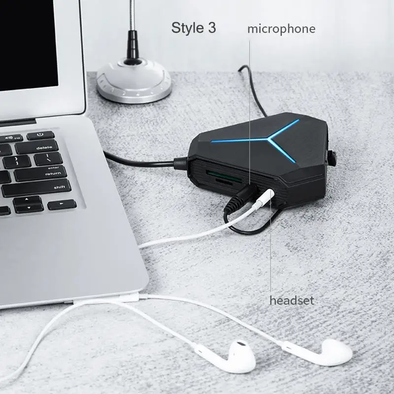 6 Порты и разъёмы usb-концентратор 1 м кабель сплиттер с TF/SD кард-ридер микрофон AUX холодный свет для зарядки USB 2,0 концентратор для нескольких устройств рабочего ноутбука