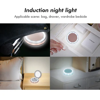 

Portable Makeup Mirror LED Travel Makeup Mirror Foldable Compact USB Charging Cosmetic Mirror Cosmetics Tools Round Mirror
