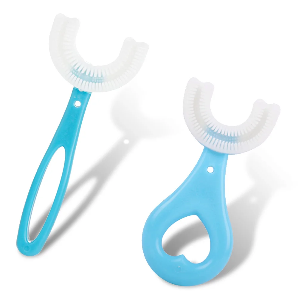 2pcs Kids Toothbrush U-Shape Infant with Bendable Handle Silicone Oral Care Cleaning Brush for Toddlers Ages 2-12 | Дом и сад