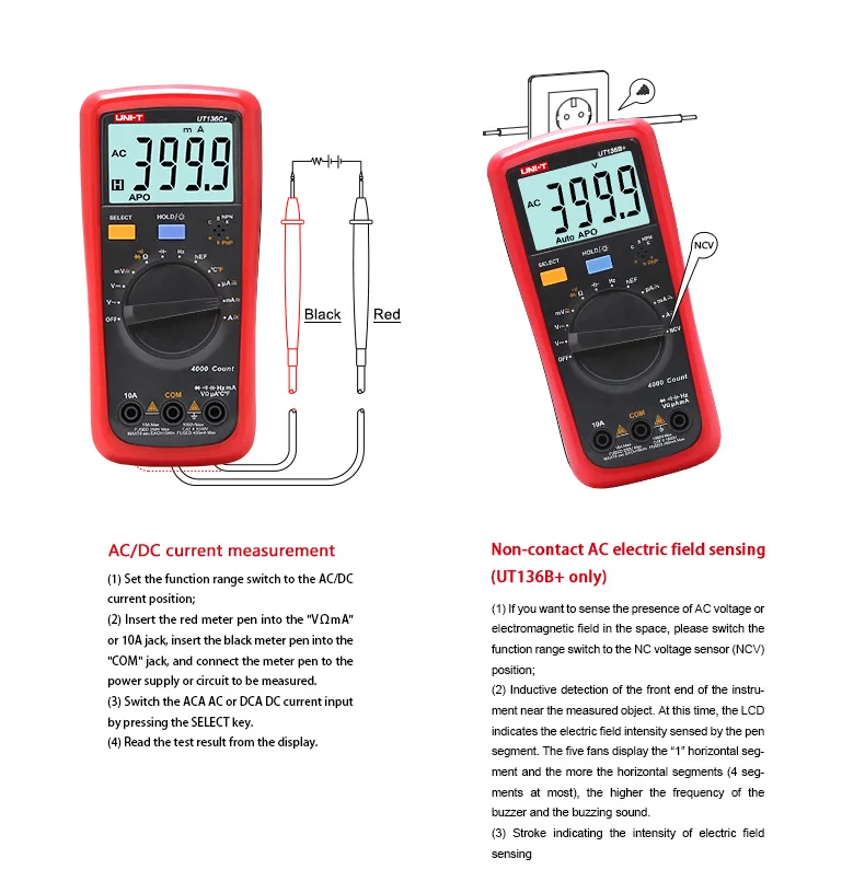 UNI-T UT136C+ high precision digital multimeter AC and DC voltage and current ohm diode frequency automatic range UT136B+