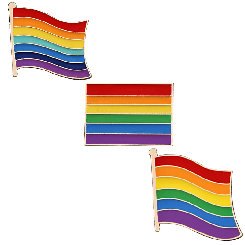 Kpop трендовая мультипликационная разноцветная Радужная брошь в виде флага Геометрическая нагрудная булавка значок металлическая кнопка для геев