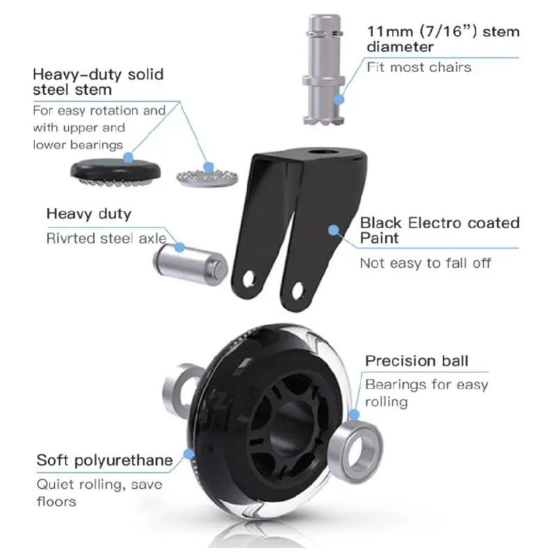 5Pcs 11x22 мм колесики для офисного кресла Wivel Резиновое Колесико безопасный колесики-ролики замены для домашней мебели