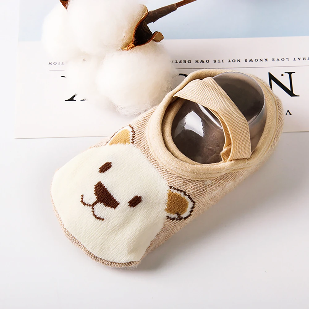 kaqi bear Хлопковые носки унисекс с рисунком детские Нескользящие короткие носки-башмачки для малышей обувь для малышей нескользящие носки для малышей - Цвет: kaqi bear