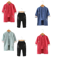 Kimono estilo japonés samurái de Año Nuevo Crane Haori Vintage ropa tradicional china de moda para niños Hanfu abrigo asiático