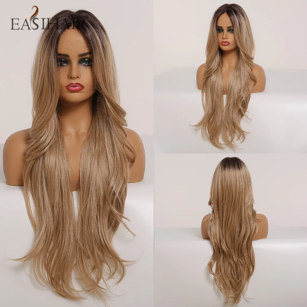 On Sale Wigs Brown Lace-Front EASIHAIR Black Synthetic Women Hairstyles Heat-Resistant Long  glL31JerK