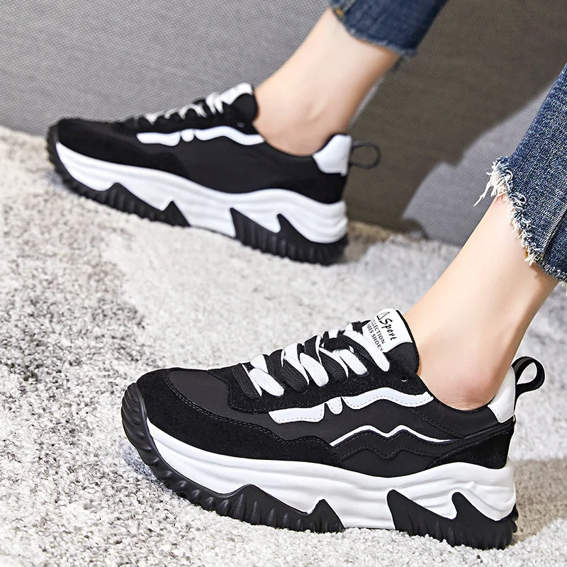 ASUMER 2022 New Suede Women Sneakers Lace Up Platform Shoes Women Flats Ladies Casual Shoes Flat Shoes Chunky Sneakers ballet flat shoes elastic