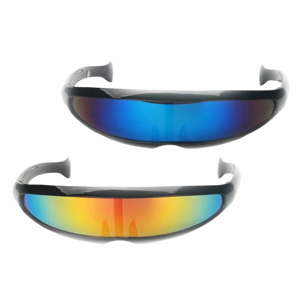 Pack of 2 Novelty Futuristic Cyclops Mirrored Sunglasses Costume Glasses for Adults Kids