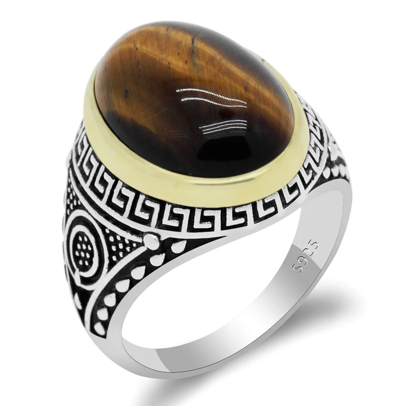 Natural Tiger Eye Stone Ring For Men 