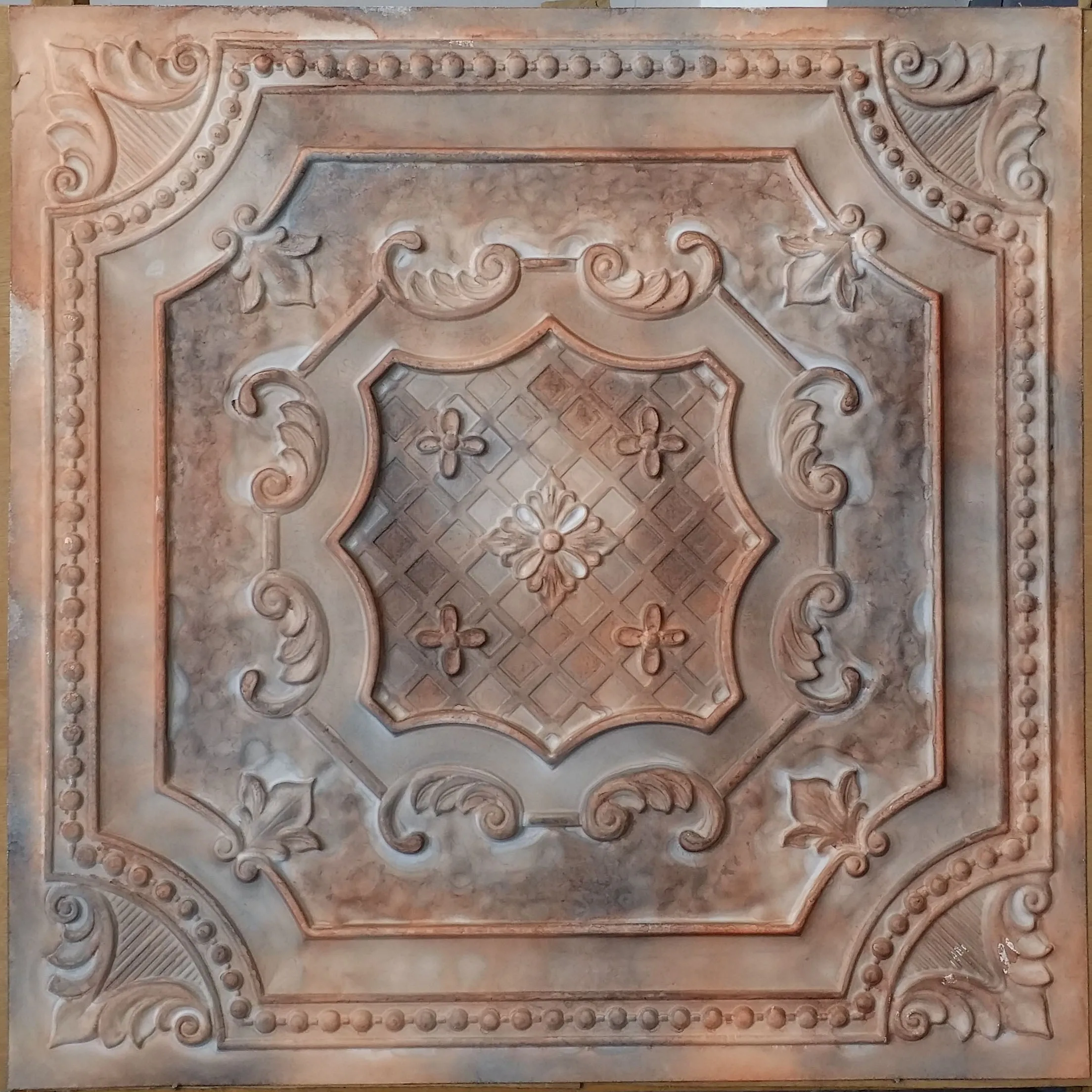 

Ceiling tiles Faux tin washed brown cafe restaurant well ceiling panels 10pcs/lot PL04