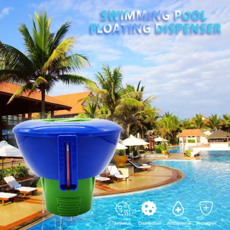 Pool Floating Chlorine Dispenser With Thermometer 7" Diameter Floater For Indoor & Outdoor Swimming Pools Spa Hot Tub | Дом и сад